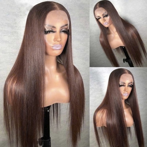 22” Brown straight Lace Front Wig NEW